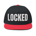 Hats One size / Black/Red INTO: LOCKED Embroidered Flat Bill Cap – Chastity Lifestyle Hat for Caged Subs, Kinksters & Devoted Toys LEATHERDADDY BATOR