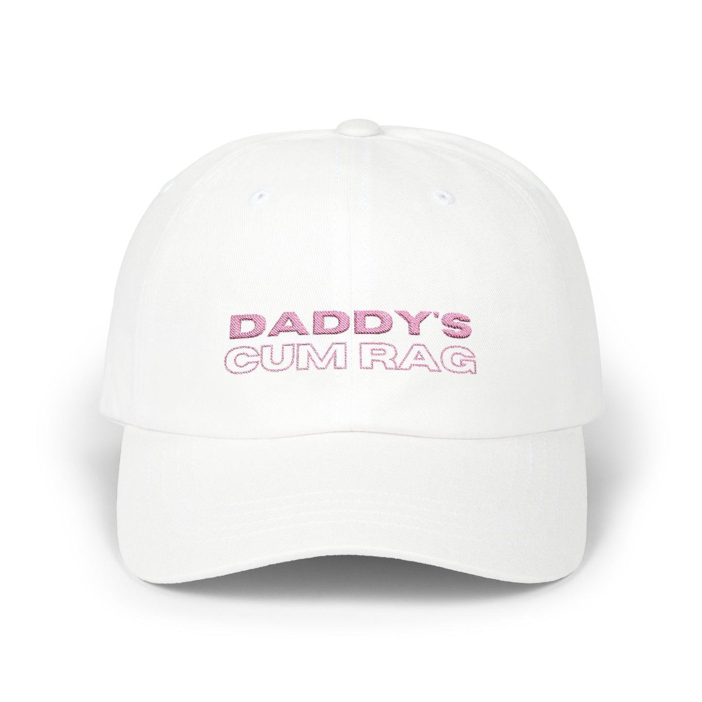 "Daddy's C*mRag" Embroidered Dad Cap (Pink Text)