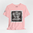 "ICE Supporters Do Not Belong in the Leather Community" Statement T-Shirt against fascism. ANTI-ICE. Abolish Ice.