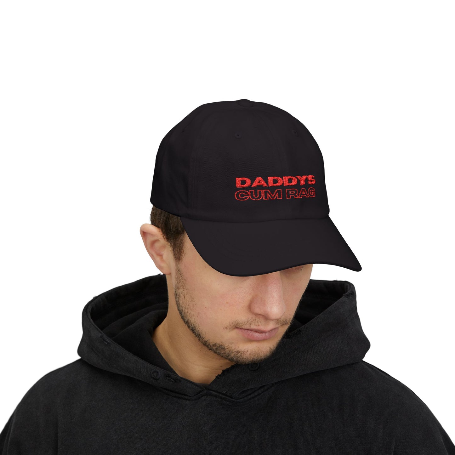 "Daddy's C*mRag" Embroidered Dad Cap (Red Text)