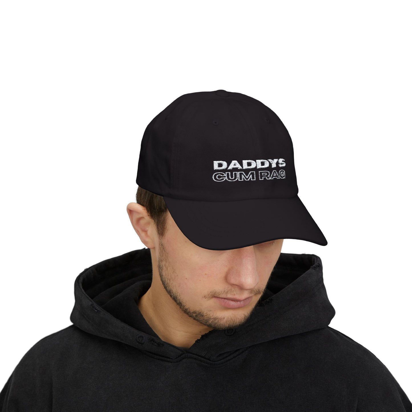 "Daddy's C*mRag" Embroidered Dad Cap (white text)