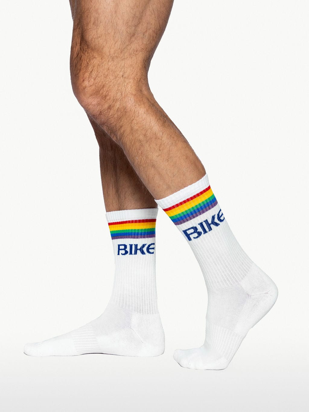 Socks One Size / Rainbow White Pride Crew Socks LEATHERDADDY BATOR