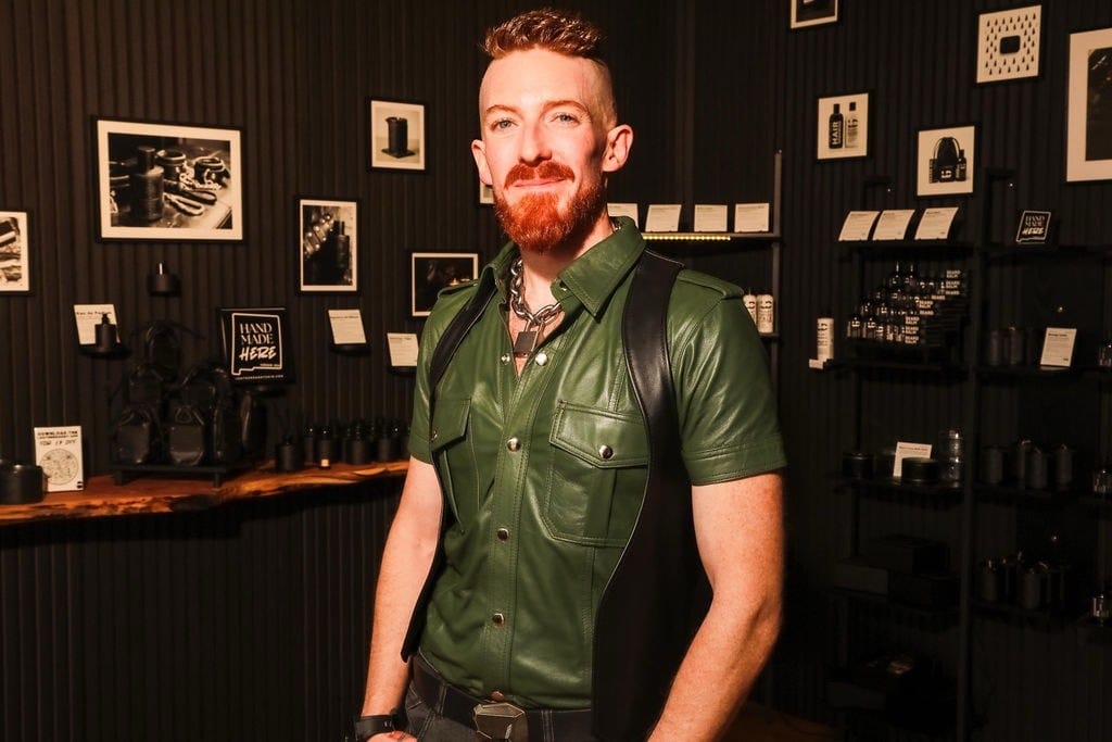Chris Wright-Garcia in the LeatherDaddy store on opening day.
