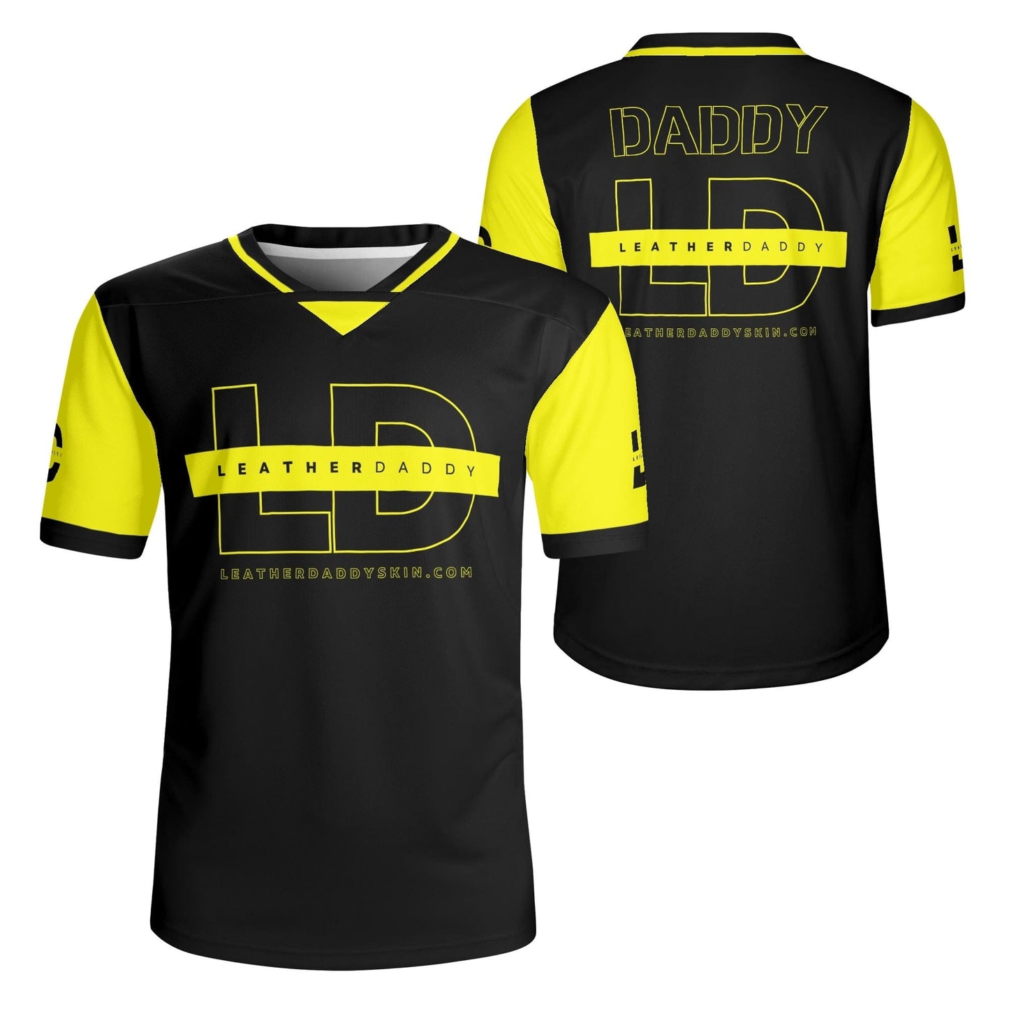 LeatherDaddy Logo Rugby Jersey – Black & Yellow LEATHERDADDY BATOR