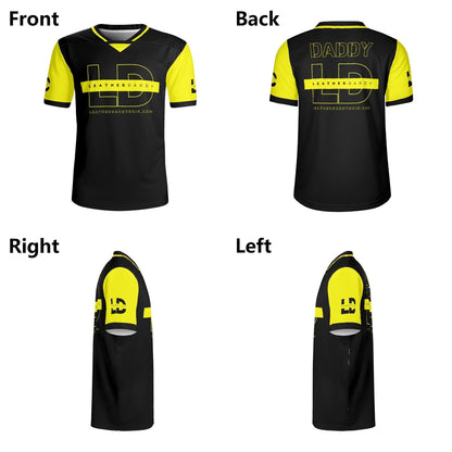 LeatherDaddy Logo Rugby Jersey – Black & Yellow LEATHERDADDY BATOR