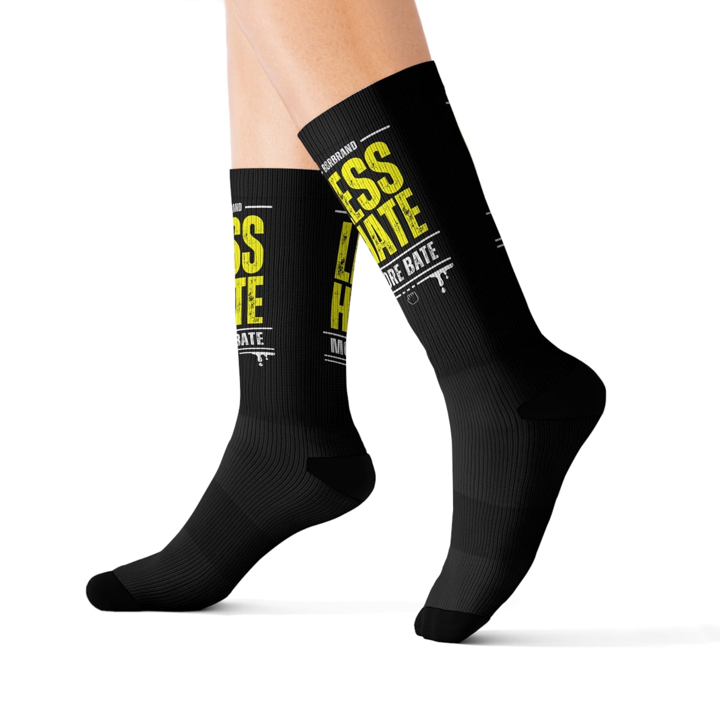 All Over Prints Less Hate, More Bate Socks - B8rBrand - LeatherDaddy Skin Co. LEATHERDADDY BATOR