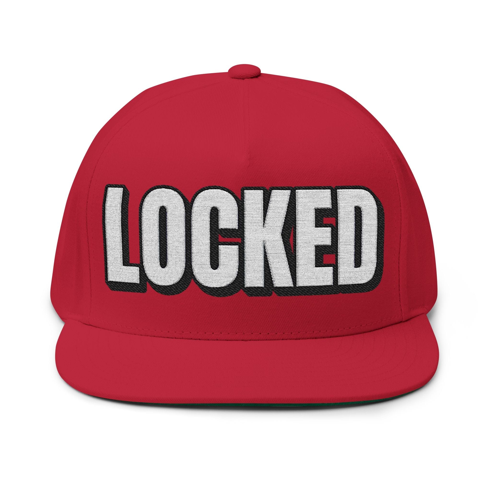 Hats One size / Red INTO: LOCKED Embroidered Flat Bill Cap – Chastity Lifestyle Hat for Caged Subs, Kinksters & Devoted Toys LEATHERDADDY BATOR