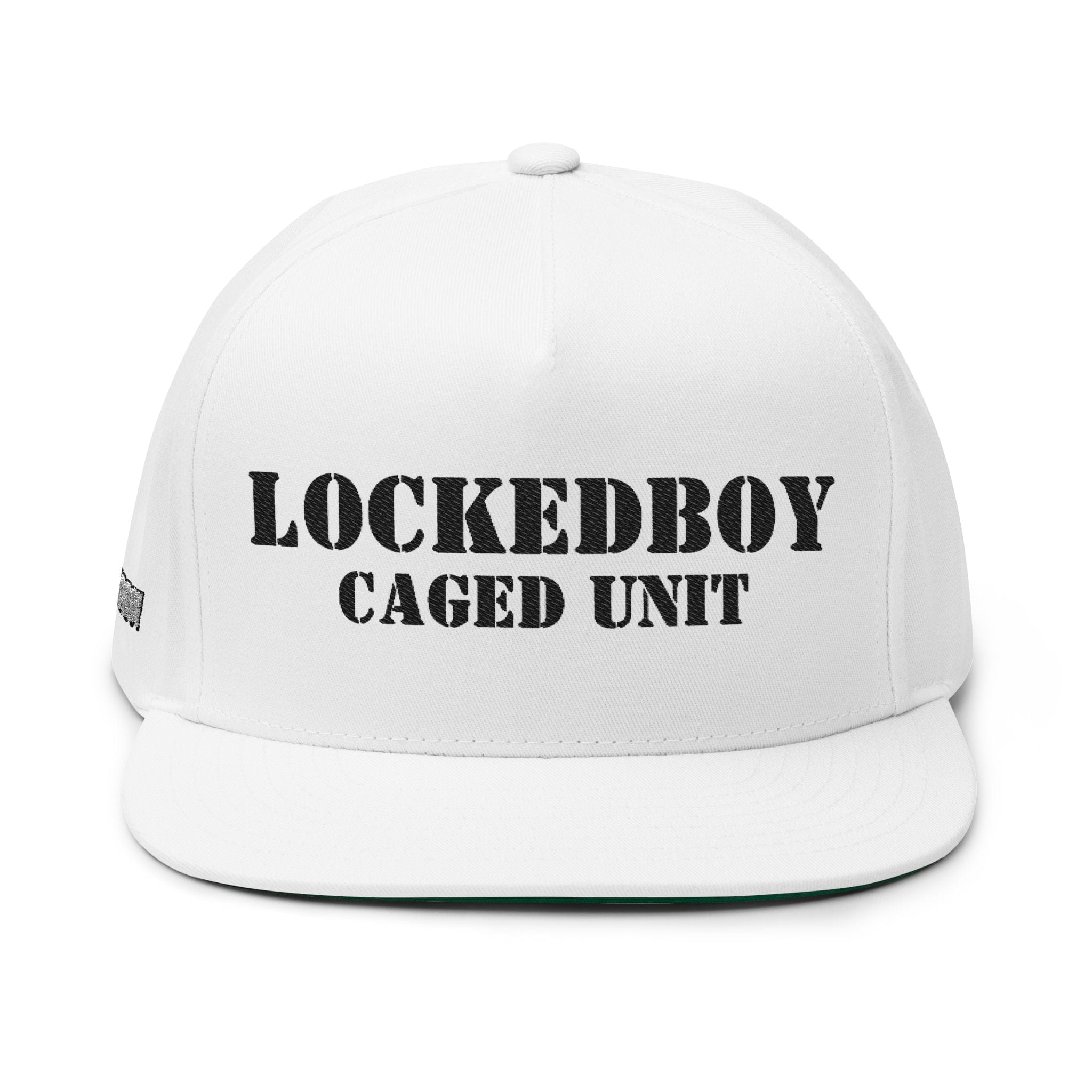 Hats One size / White LockedBoy Caged Unit Locktober Embroidered Flat Bill Snapback Cap for chastity LEATHERDADDY BATOR