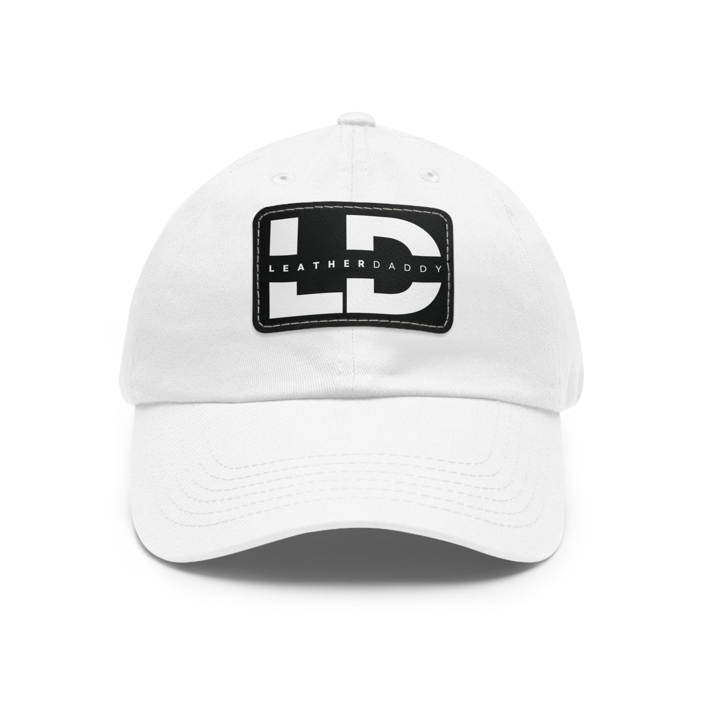 Hats White / Black patch / Rectangle / One size Dad Hat with Leather Patch (Rectangle) LEATHERDADDY BATOR