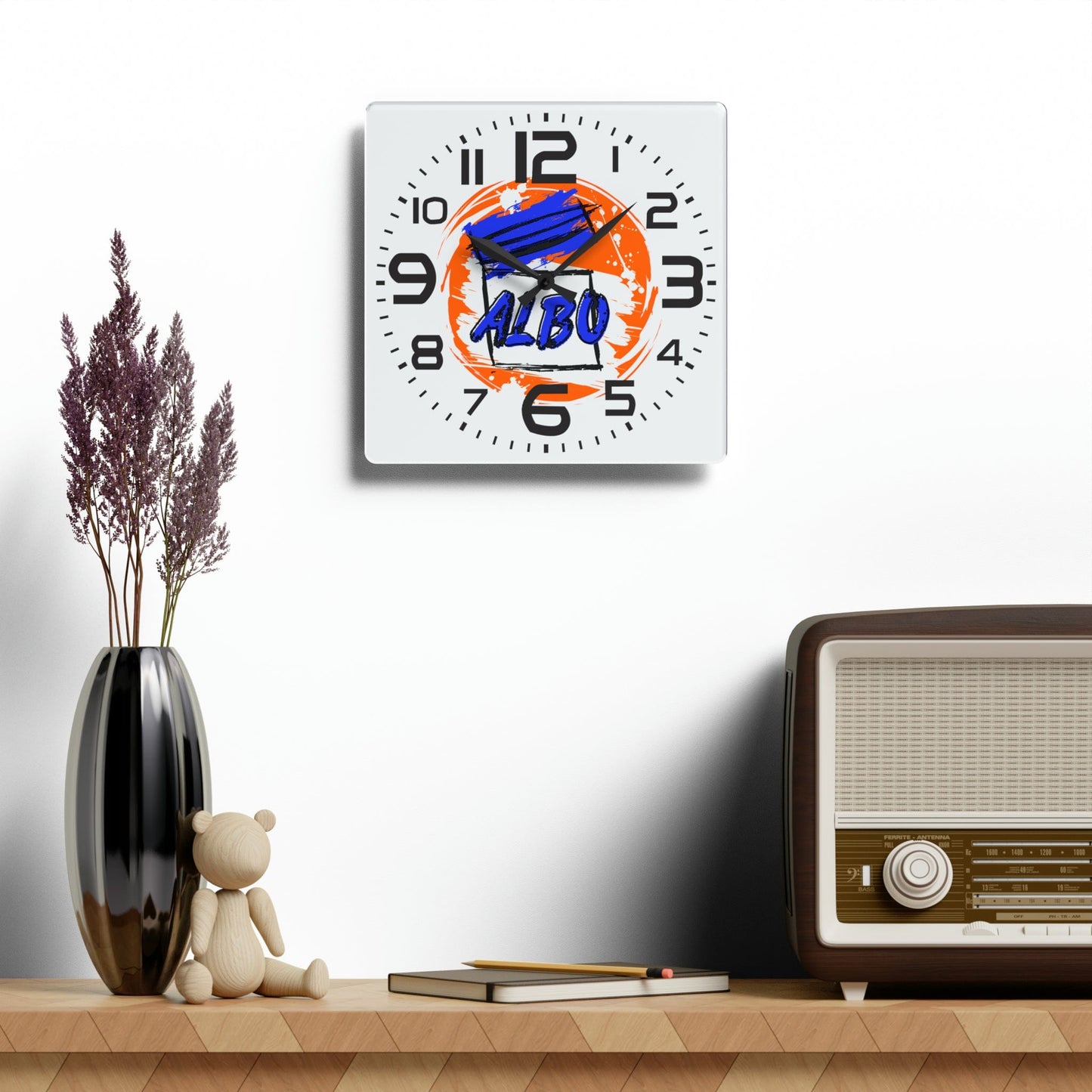 Home Decor 10.75'' × 10.75'' (Square) Albo Time Acrylic Wall Clock - B8rBrand LEATHERDADDY BATOR