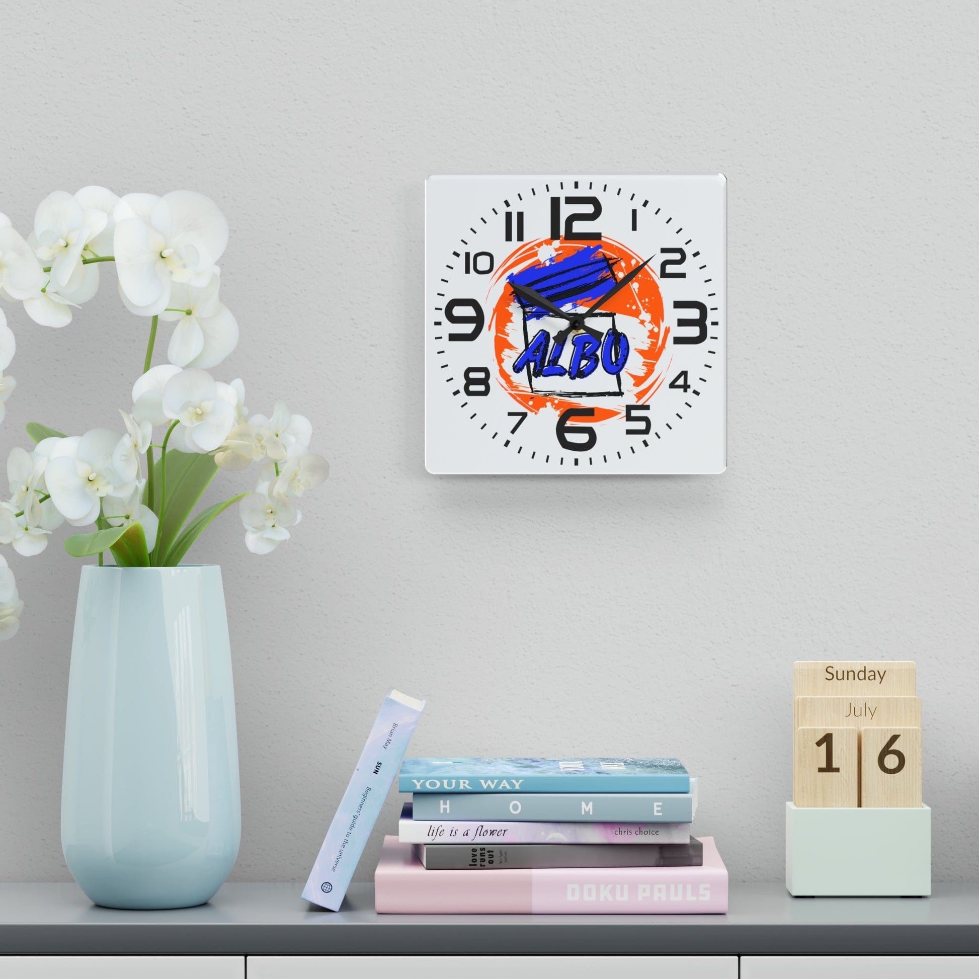 Home Decor 10.75'' × 10.75'' (Square) Albo Time Acrylic Wall Clock - B8rBrand LEATHERDADDY BATOR