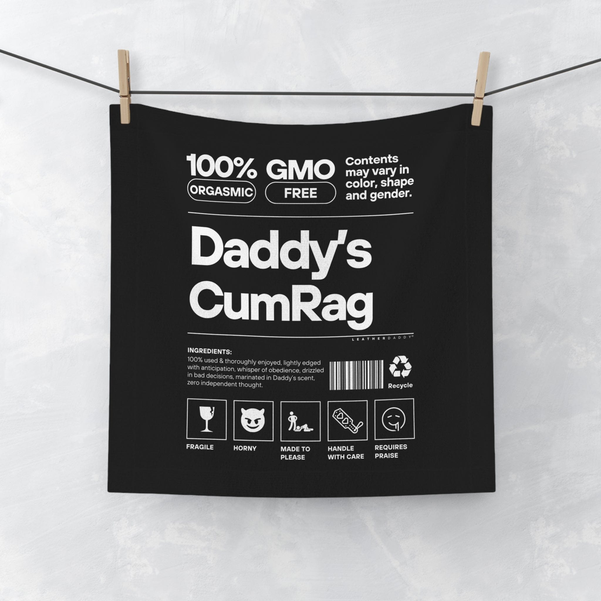 Home Decor 13" × 13" / White Daddy's C*mRag - NEW Design #2 LEATHERDADDY BATOR