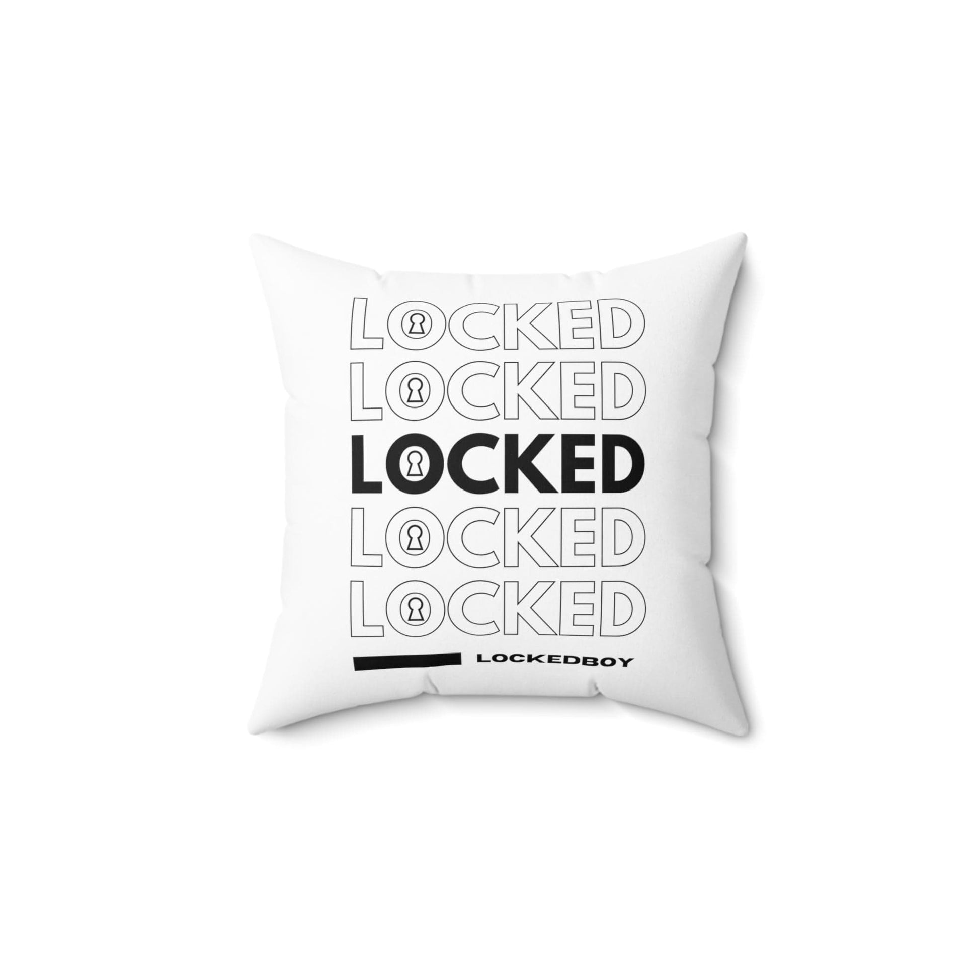 Home Decor 14" × 14" LockedBoy Bag Inspo Spun Polyester Square Pillow LEATHERDADDY BATOR