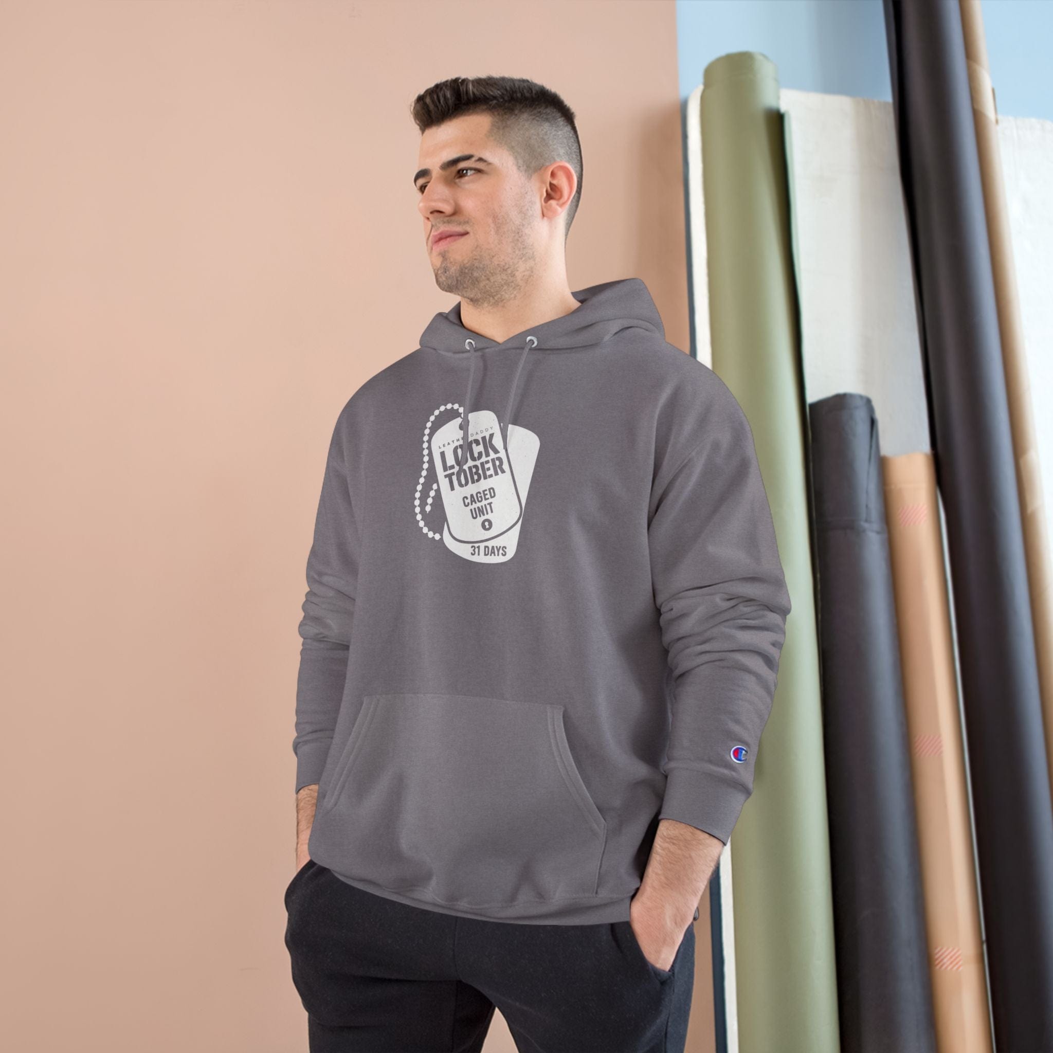Hoodie Locktober Military Champion™ Hoodie – LockedBoy Caged Unit Edition LEATHERDADDY BATOR