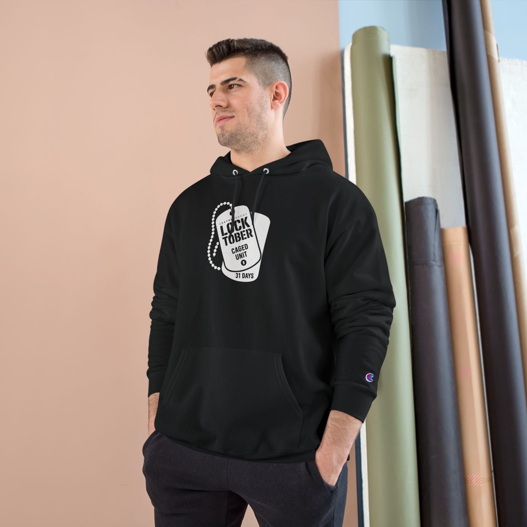 Hoodie Locktober Military Champion™ Hoodie – LockedBoy Caged Unit Edition LEATHERDADDY BATOR