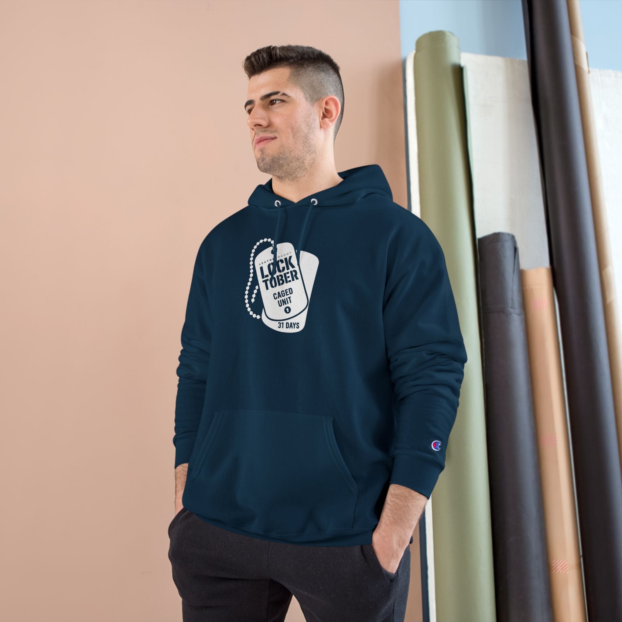 Hoodie Locktober Military Champion™ Hoodie – LockedBoy Caged Unit Edition LEATHERDADDY BATOR