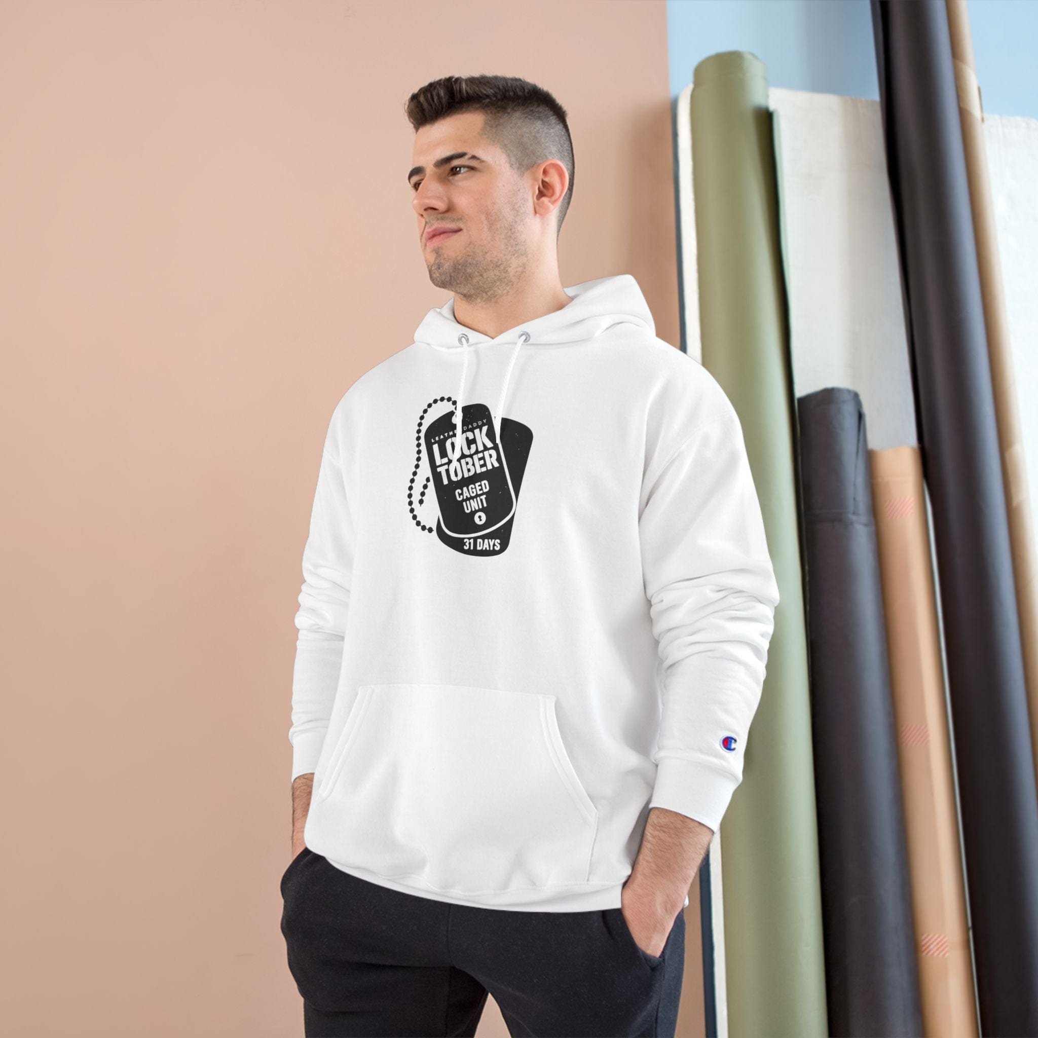 Hoodie White / S Locktober Military Champion™ Hoodie – LockedBoy Caged Unit Edition LEATHERDADDY BATOR