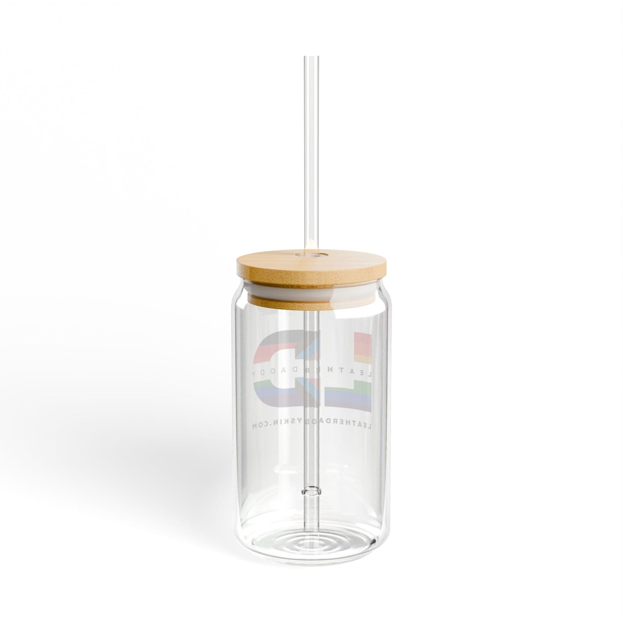 Mug With lid and straw / 16oz Pride Logo Eco-Friendly Glass Sipper - 16oz, Reusable Mason Jar, Bamboo Lid, Straws, Eco-Conscious Gift, Summer Hydration LEATHERDADDY BATOR