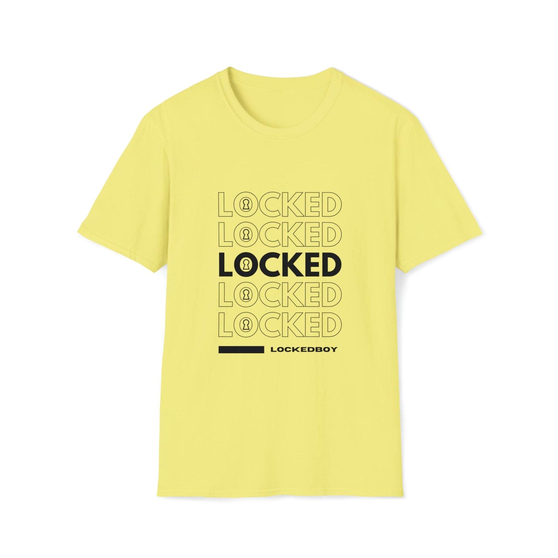 T-Shirt Cornsilk / S LOCKED Inspo (black text) - Chastity Shirts by LockedBoy Athletics LEATHERDADDY BATOR