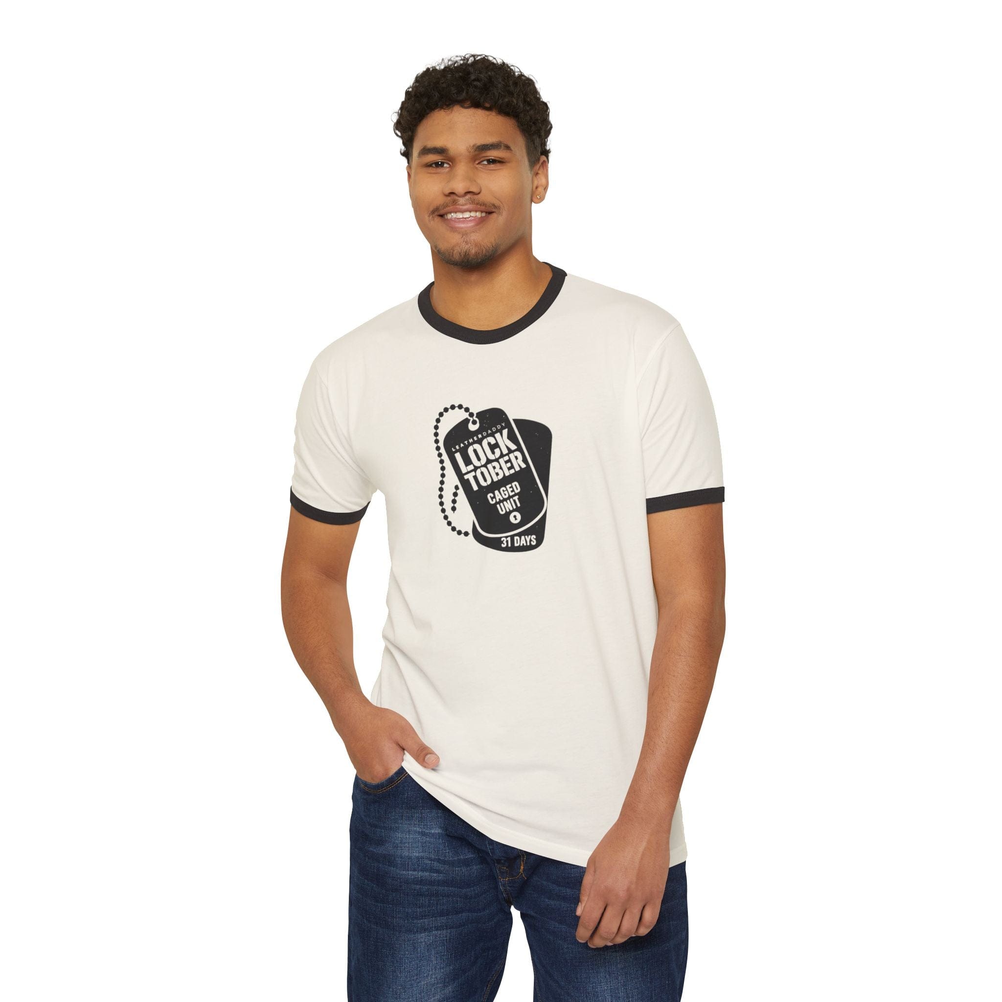T-Shirt Locktober 2025 Military Ringer Tee – Bold Chastity Merch for Kinky Gear Lovers LEATHERDADDY BATOR