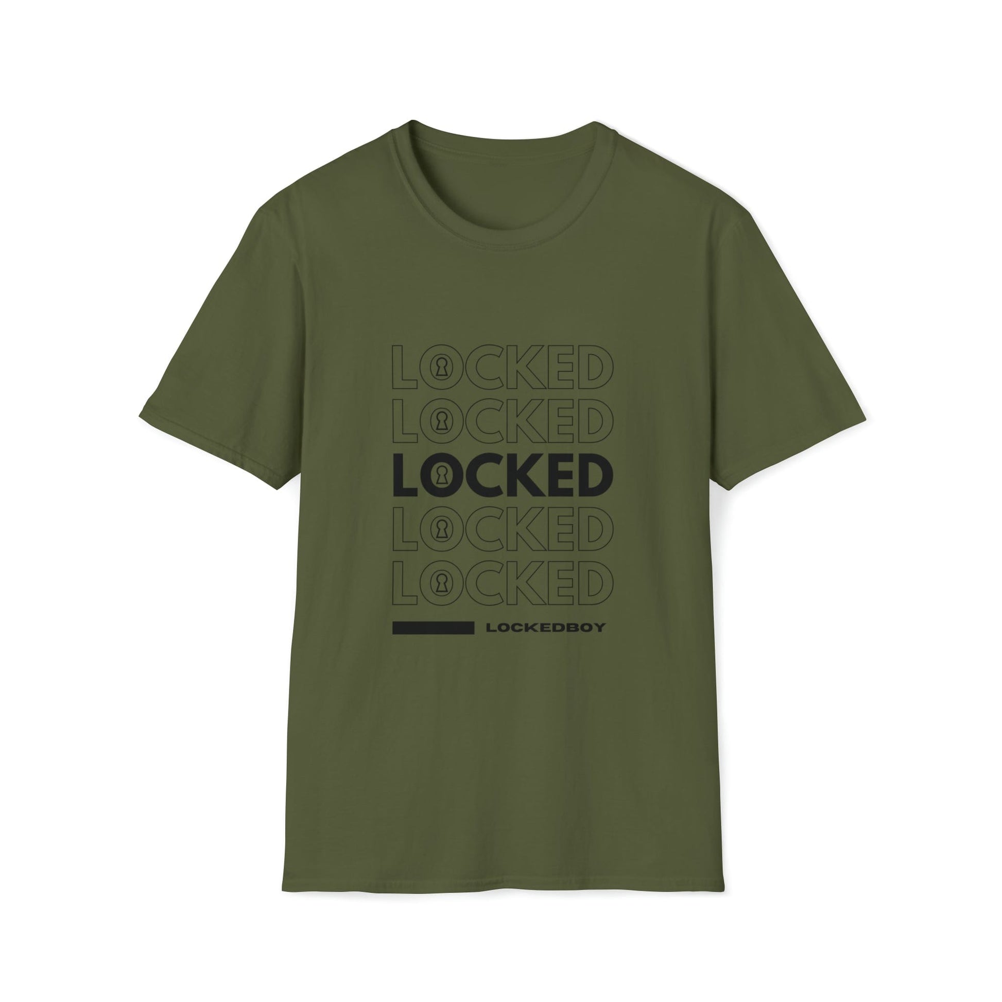 T-Shirt Military Green / S LOCKED Inspo (black text) - Chastity Shirts by LockedBoy Athletics LEATHERDADDY BATOR