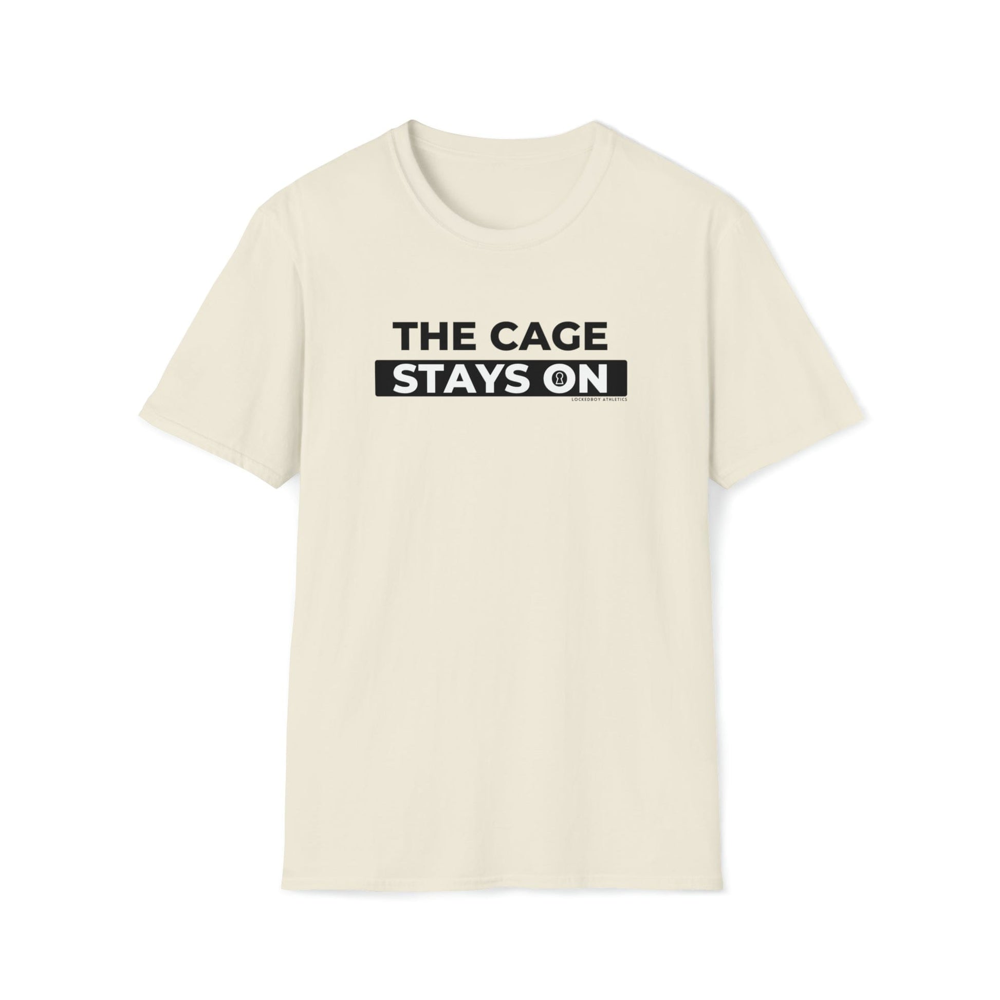 T-Shirt Natural / S Cage Stays On - Lockedboy Athletics Chastity Tshirt LEATHERDADDY BATOR