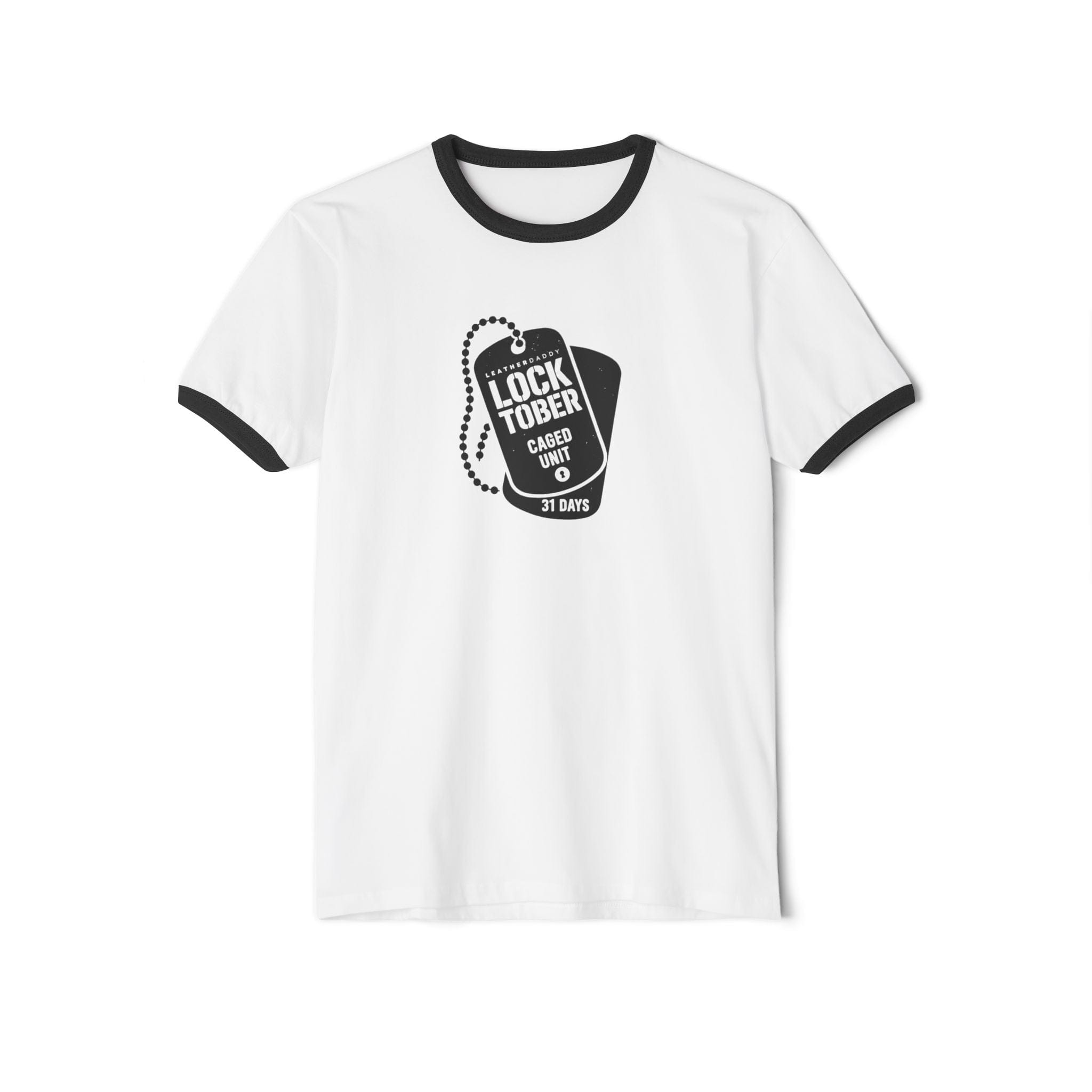 T-Shirt White/Black / XS Locktober 2025 Military Ringer Tee – Bold Chastity Merch for Kinky Gear Lovers LEATHERDADDY BATOR