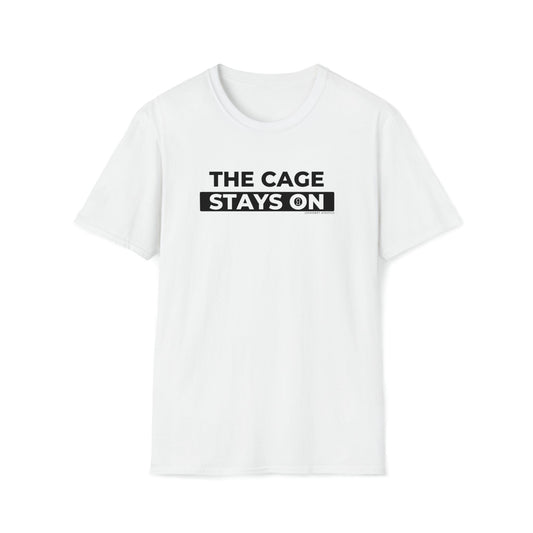 T-Shirt White / S Cage Stays On - Lockedboy Athletics Chastity Tshirt LEATHERDADDY BATOR