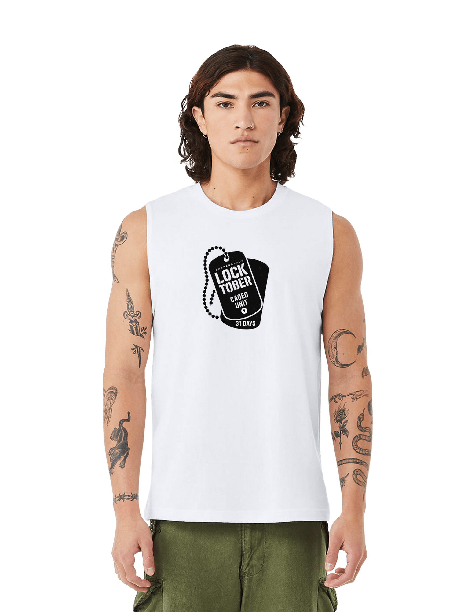 Tank Top S / White Locktober Caged Unit Muscle Tank – Unisex Jersey Workout Tee for 31 Days of Discipline LEATHERDADDY BATOR