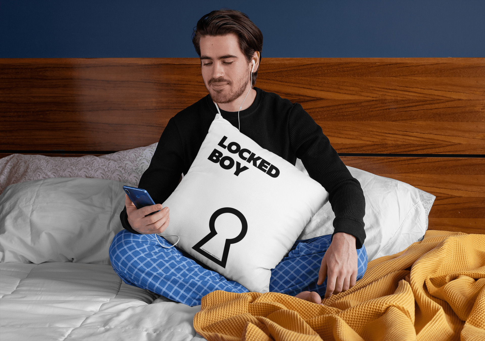 Home Decor 14" × 14" LockedBoy Faux Suede Square Pillow LEATHERDADDY BATOR